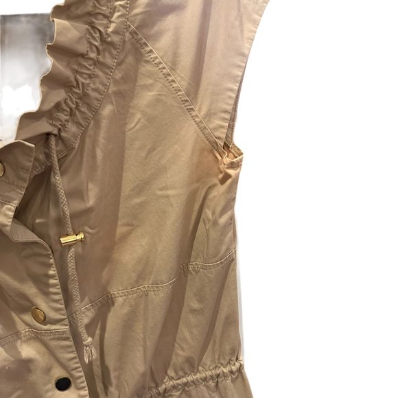 Tory Burch Dress Women 4 Pepper Shirt Safari Khaki Tan Snap Front Mini Drawstrin - Picture 8 of 16